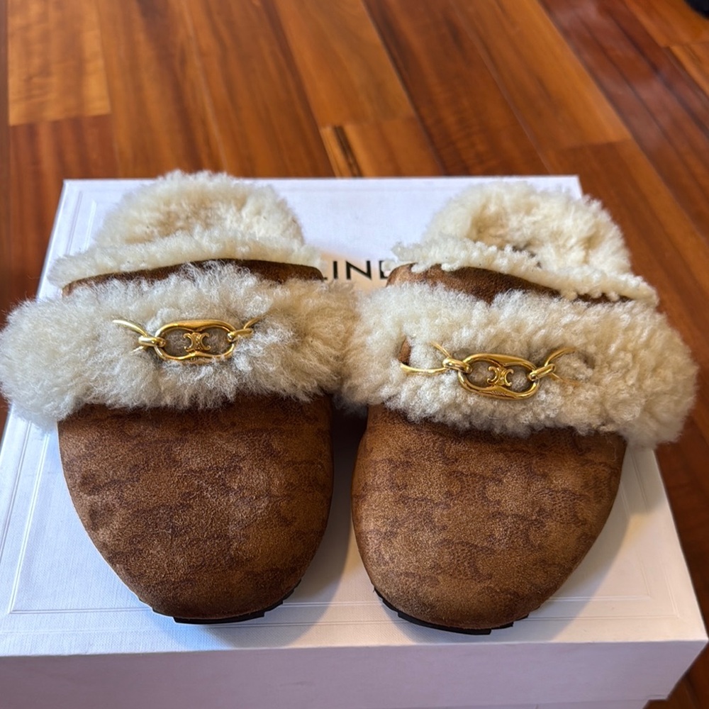 Celine Fur Slides